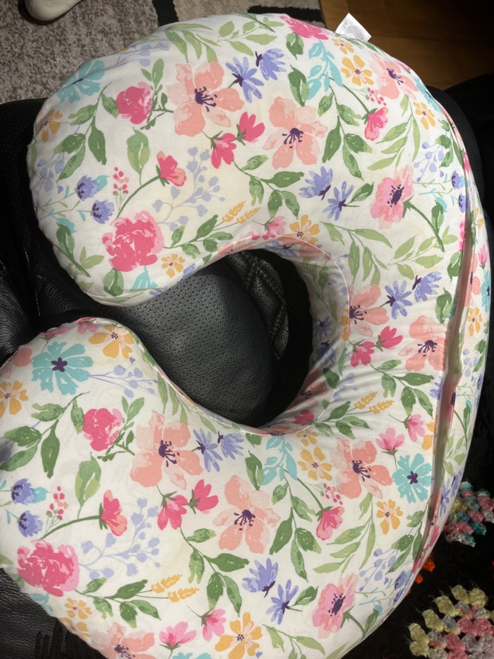 Floral Nursing Boppy Pillow- Pastel Pink, Green & Lavender.